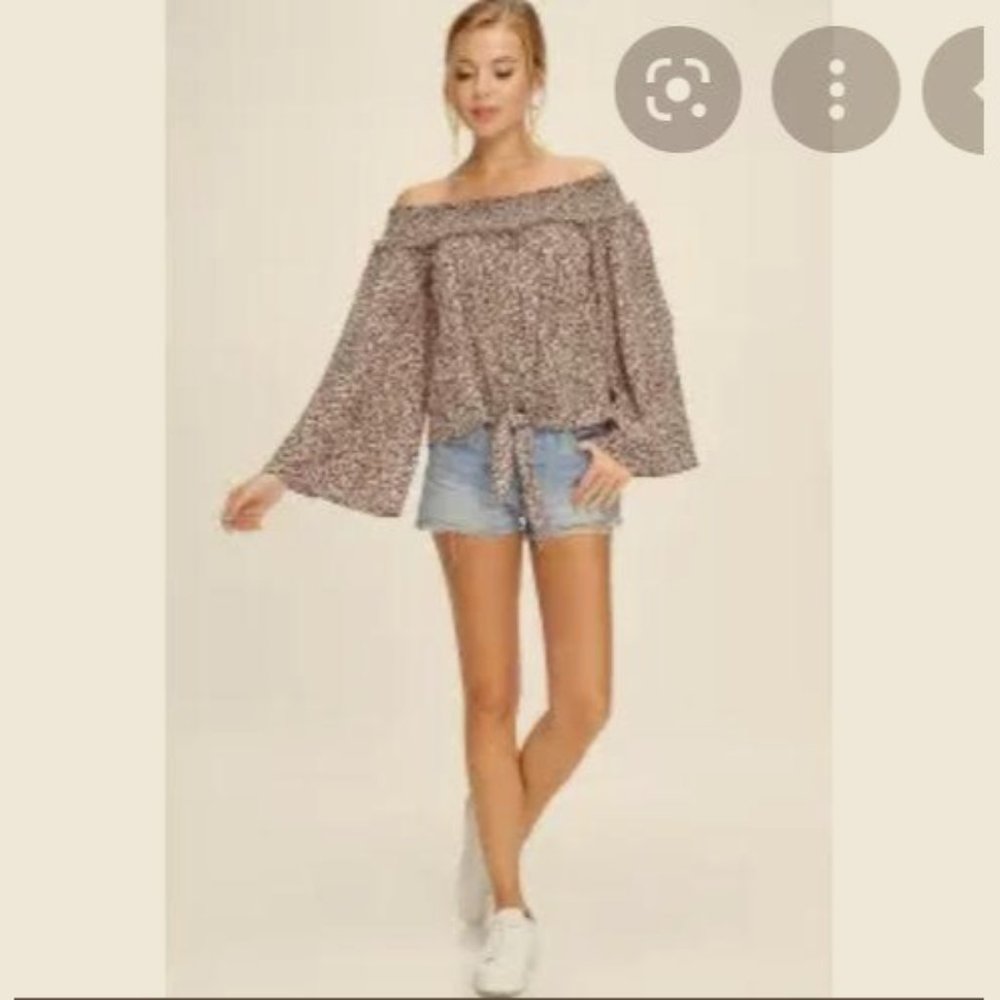 Free People FP Movement Leopard Off-Shoulder Top - Picture 10 of 16